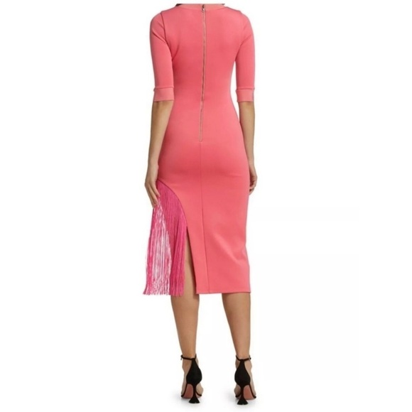 NWT Alice + Olivia Pink Midi Dress | Fringe | Cocktail Gown | Wedding Guest - Picture 5 of 17